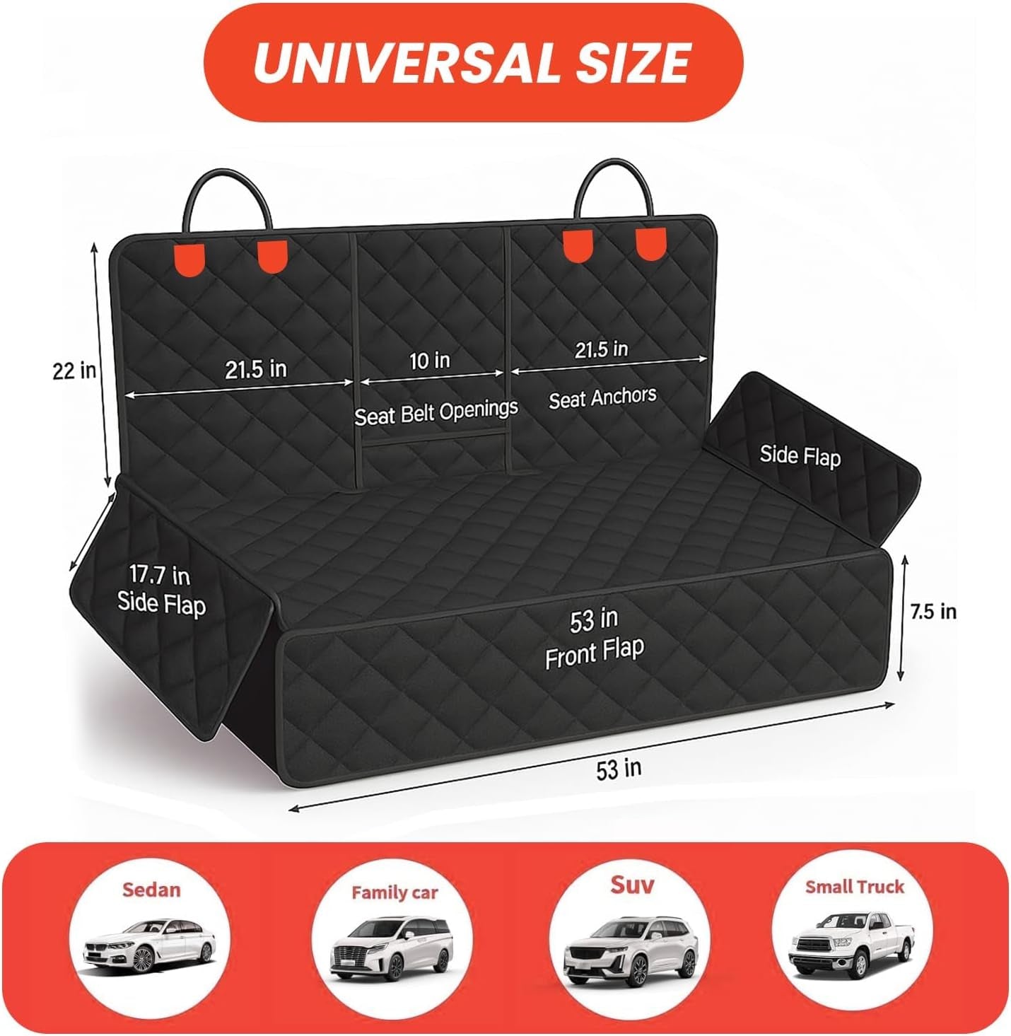 Dog Car Seat Cover Heavy Duty 4 Layer Seat Cover Hammok 600D, Non-Slip, Scratchproof, Waterproof, Universal Fit for Cars, Trucks & Suvs, Protects against Spills, Dirt & Damage