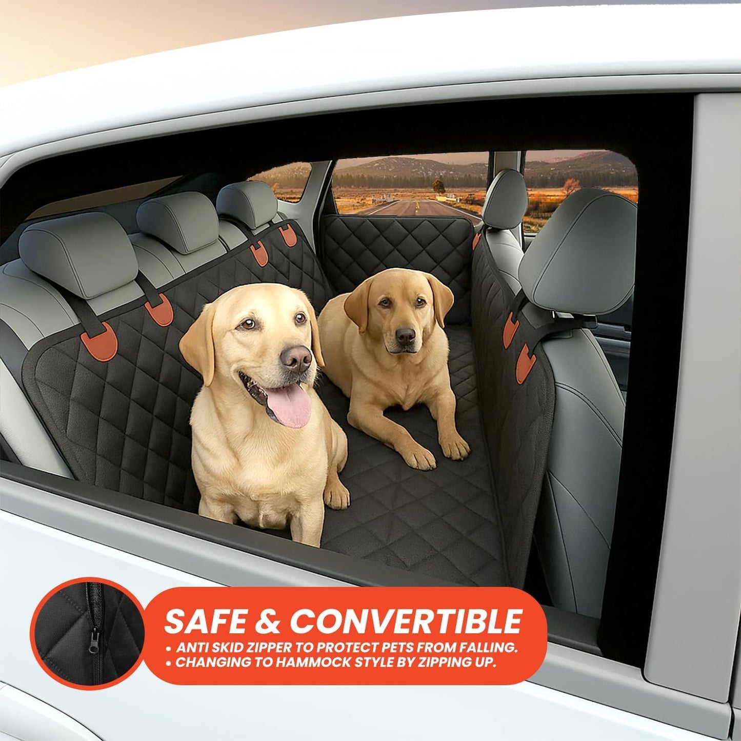 Dog Car Seat Cover Heavy Duty 4 Layer Seat Cover Hammok 600D, Non-Slip, Scratchproof, Waterproof, Universal Fit for Cars, Trucks & Suvs, Protects against Spills, Dirt & Damage